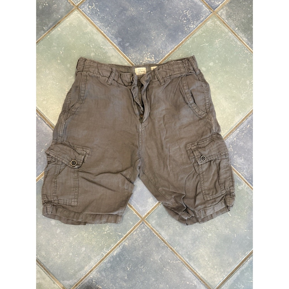 Lucky Brand Men's Linen Cargo Shorts Size 29 Khaki Drawstring Classic